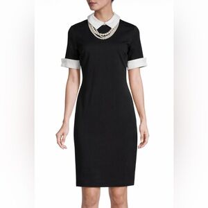 Karl Lagerfeld Paris Faux Pearl Colorblock Sheath Dress Sz 4